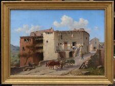 Charles Gaugiran NANTEUIL (1811-?).Vue de village montagne,Alpes,Provence,Corse?