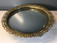 Plateau centre de table , plateau miroir rond ciselé