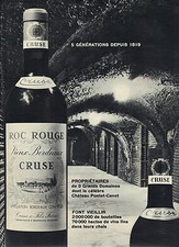 PUBLICITE  1968    CRUSE  LA GARDERIE  vin de Bordeaux