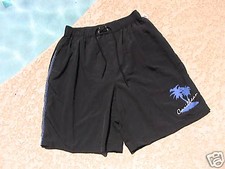 CARIBBEAN BEACHWEAR MENS BLACK BOARDSHORTS TRUNK MED