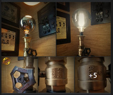 Grande Lampe "Calice" dans un Esprit Industriel à Base de Raccords de Pompier