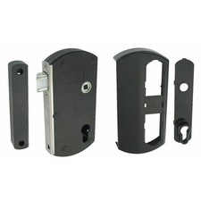 Serrure pour portail bois/PVC/alu - à pêne demi-tour - Modulox - noir TIRARD