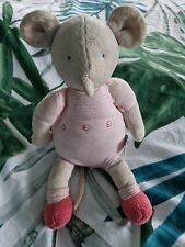 PELUCHE DOUDOU MOULIN ROTY SOURIS HOCHET LILA ET PATACHON 30 CM État Moyen