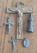 Insigne Religieux Lot Croix Statuette Pendentif /K90