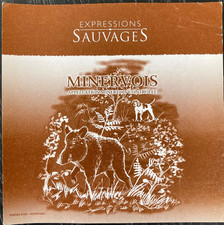 Etiquette de vin de Minervois "expressions sauvages" thème chasse sanglier chien