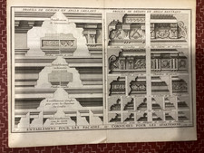 Planche  ancienne d'Architecture.  Façades et Corniches