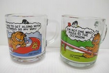 Lot of 2 Vintage McDonald's Garfield Character Clear Glass Mugs/Cups~1978-80    