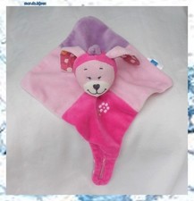 Doudou Peluche Plat Lapin Rose