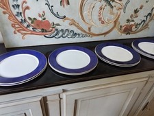 Assiette de présentation X 9 Haviland bleu Cobalt - Filet Or Porcelaine Limoges