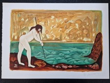 Pierre Cadiou Lithographie en couleurs illustrations Georges Brassens estampe