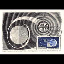 Carte maximum - n° 1361 - Première liaison de télévision par satellite Telstar