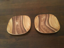 Lot de 3 assiettes dessert Grandjean Jourdan Vallauris décor faux bois  1960