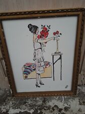 Veritable Aquarelle Femme aux