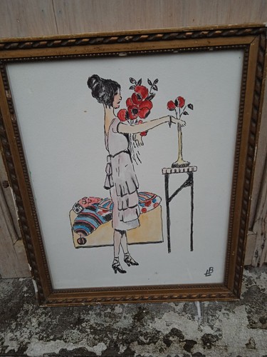 Veritable aquarelle femme aux - veritable,