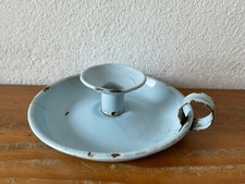 Ancien BOUGEOIR Chandelier émaillé bleu  vintage    An 50's