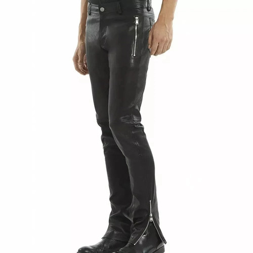 Homme cuir noir pantalon 100 - cuir,