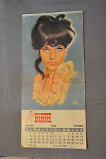 Calendrier 1967 ACCUS DININ illustré ASLAN 6 pin-up collection déco garage auto