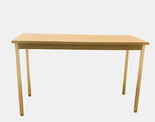 table bureau vintage piètement inox plateau simili bois  .XX siècle.