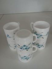 6 TASSES À CAFÉ ARCOPAL VINTAGE VERONICA MYOSOTIS FLEURS BLEUES 