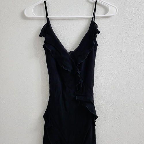 Vintage black ruffled high low - ruffled, high-low