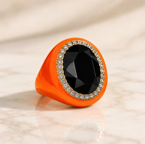 Bague vintage art déco orange - vintage,