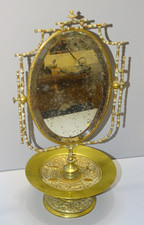 -GLACE MIROIR NIII A POSER VIDE POCHE SUR PIED BRONZE à décor de PUTTIS XIXe  D