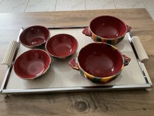 2 Bols a Oreilles,3 Ramequins,céramique,signé Saint J.,réf 176,art De La Table