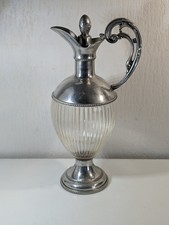 Ancienne Aiguière / Pichet en Verre et Métal - Hauteur 29 cm