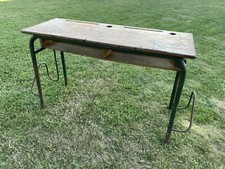 Ancien Pupitre Bois Écolier École Bureau Table 