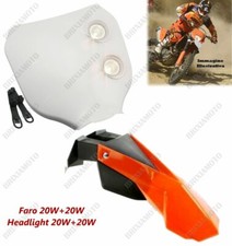 Phare Flat Blanc Et Garde-Boue Orange For Yamaha Tt XT YZF Wr Wrf Sm 450 250