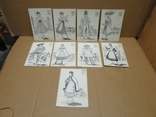 MARGOTTON ensemble de 9 cartes illustrées costumes régionaux