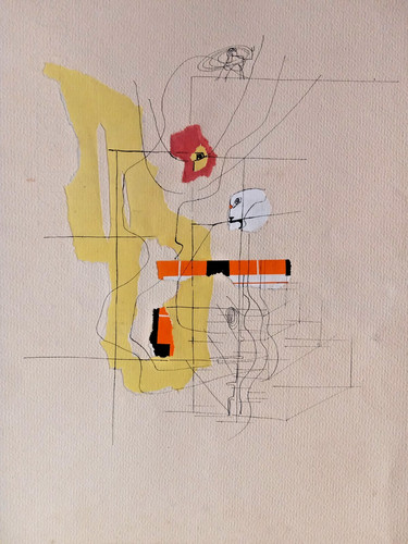 Dessin encre collage - et,