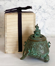 Encensoir Japonais Bronze Koro Takaoka Artisanat Sanyu Shishi Foo Chien Japon