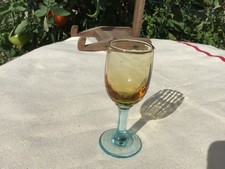 ANCIEN petit VERRE liqueur BLEU TURQUOISE ET AMBRE GEORGES SAND 9 CM