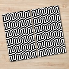 Couvercle de la Plaque à Induction en Verre 2x30x52 Géométrie noire et blanche