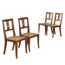 Chaises Directoire Anciennes Noyer Paille de Vienne du XVIIIe Siècle