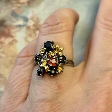 AUTHENTIQUE SAPHIR BLEU Et ORANGE, ANCIENNE BAGUE En OR, ARGENT