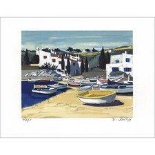 QUILICI Jean-Claude - Lithographie originale "La Barque Jaune" 38x48cm