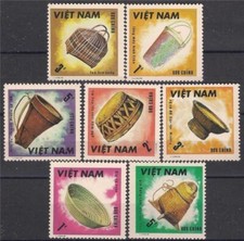 Vietnam 1986 Artisanat Artisanat Sculptures Art Bambou Panier Sacs Bois 7v set