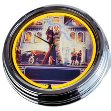 N-0520 Horloge Murale Flipper L'Addams Famille Williams 1992 Néon Cuisine Salon