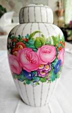 Pot couvert en céramique, style art déco, à décor floral