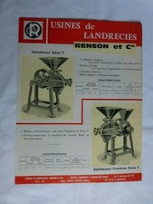  prospectus catalogue agricole  RENSON ET Cie : aplatisseur série R & T