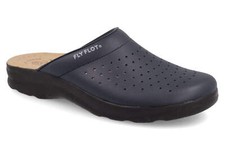 Fly Flot Homme Sanitaires Chaussons En Cuir Perforé 82028B Bleu