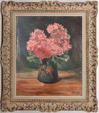 HSC BOUQUET DE FLEURS DEBUT XX° SIGNEE JOSEPH GERBER A BERGHEIM EN ALSACE