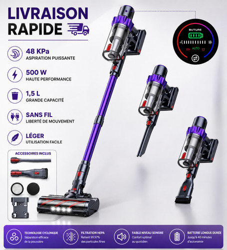 Aspirateur balai sans fil - aspirateur,
