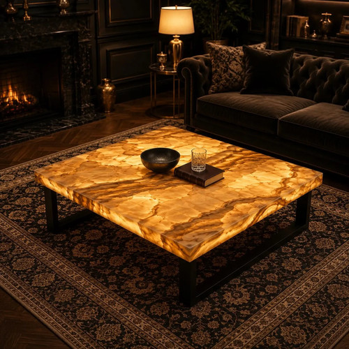 Honey onyx coffee table - onyx, –