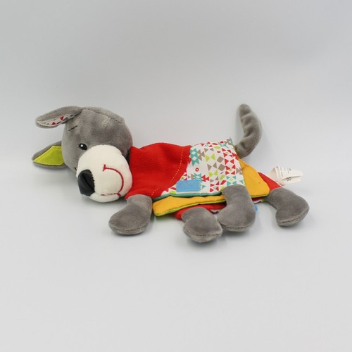Doudou plat livre chien gris