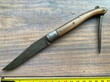 Ancien Couteau PARAPLUIE À L'ÉPREUVE 2 PIECES CORNE VINTAGE KNIFE MESSER