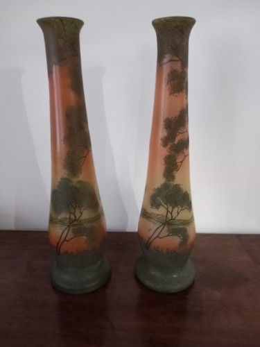 Paire vase ancien emailles - vase,