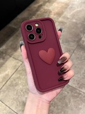 Coque Housse iPhone 11 12 13 14 15 16 Pro Max Plus X XR XS Rose Café Vin Coeur